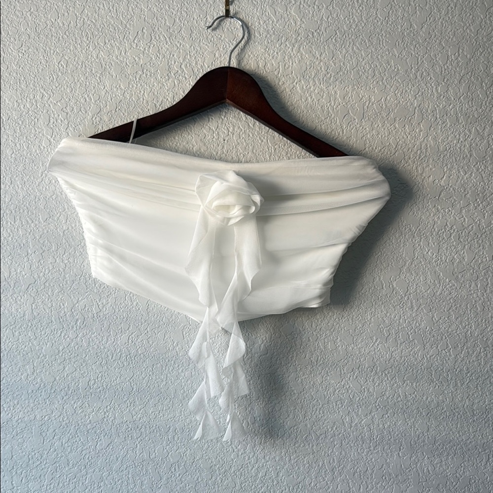 Princess Polly Lovell Ruffle White Asymmetrical Top